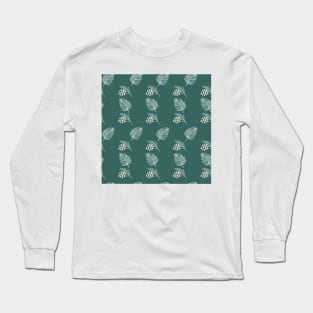 Tropical pattern with exotic plants silhouettes Long Sleeve T-Shirt